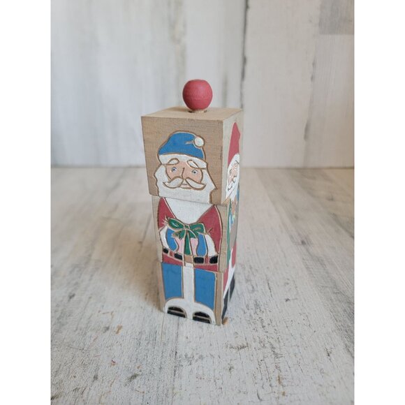 Vintage changing Santa block wooden home decor unique Xmas figure - Picture 3 of 8